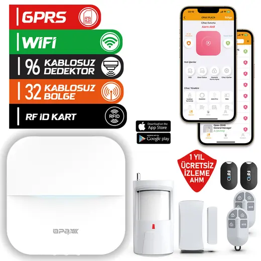 OPAX-W20-S-4G GPRS/GSM/WiFi Kablosuz Alarm Sistemi