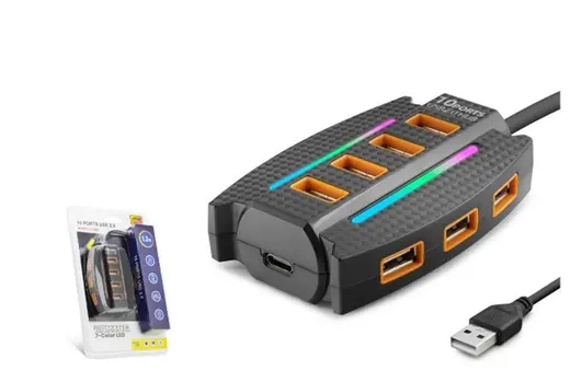 Hadron Hdx7036 Usb Hub 2.0 10-Usb 1.2M Siyah