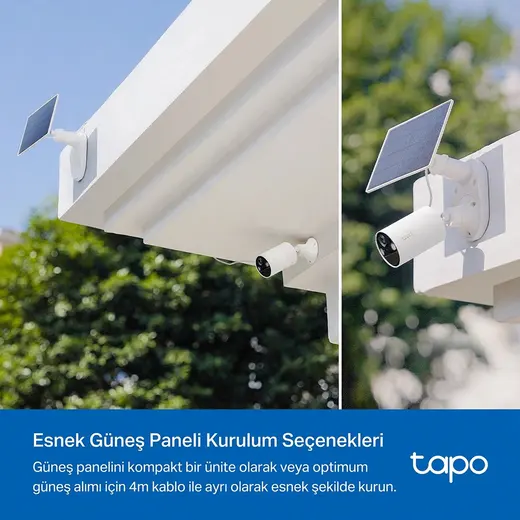 TP-LINK 3MP Bullet 3MM Wıfı Kablosuz Bataryalı Solar IP Kamera TAPO C410 KIT görseli 6