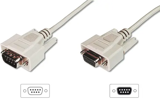 DIGITUS AK-610203-030-E Veri İletim/Seri Uzatma Kablosu, D-Sub 9 Erkek / D-Sub 9 Dişi, 3 metre, Seri, AWG28