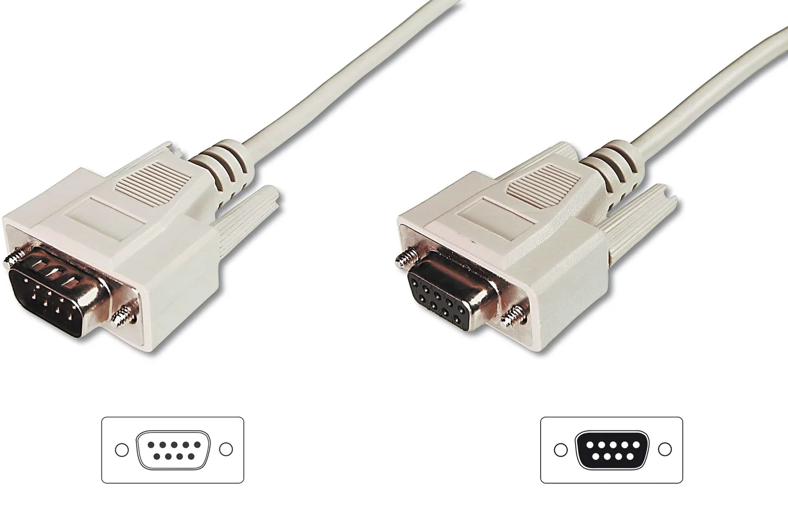 DIGITUS AK-610203-030-E Veri İletim/Seri Uzatma Kablosu, D-Sub 9 Erkek / D-Sub 9 Dişi, 3 metre, Seri, AWG28