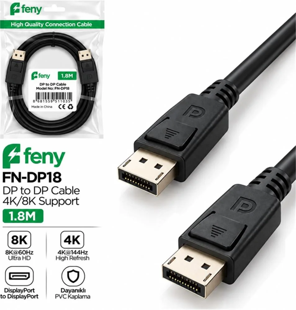 Feny FN-DP18 Display To Display 8k 60Hz - 4k 144hz 1.8mt Kablo