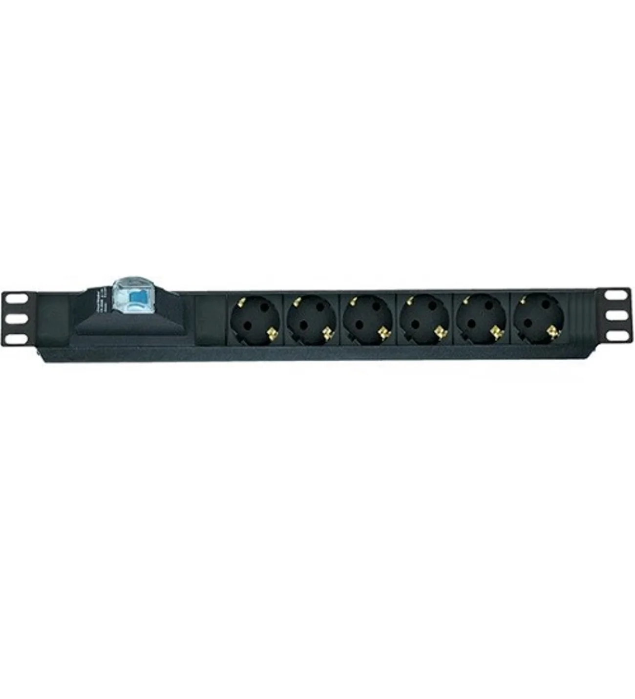 AGER 19" 1U 8lı Sigortalı Priz Modülü Metal Gövdeli AA-PRZ01U19-8S-AL