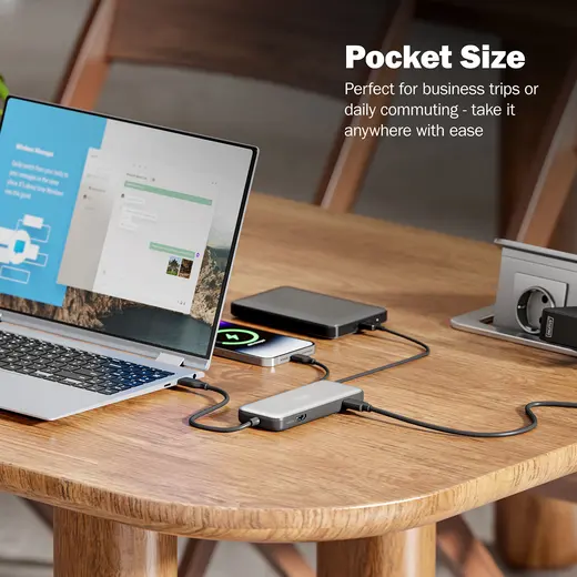 DIGITUS DA-70914 USB-C Docking Station, 7-port, 1 x HDMI 3 x USB 3.2 Gen 2, 1 x RJ45, 1 x SD,1 x MicroSD, 1 x PD görseli 8