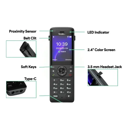 YEALINK AX83H 2.4 INC RENKLİ EKRAN HD SES GÖRÜLTÜ ENGELLEME WIFI 6 IP DECT TELEFON görseli 3
