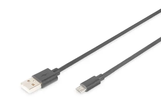 DIGITUS AK-300110-030-S USB 2.0 Bağlantı Kablosu, USB A Erkek - USB Micro B Erkek, 3 metre, AWG 28, USB 2.0 uyumlu, UL