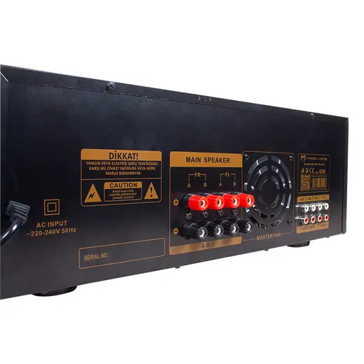 MAGICVOICE MV-1232 2*80W USB/SD BT UK-BALANS 4 MİK GİRİŞ-4 HOP ÇIKIŞLI STEREO TRAFOSUZ MIXER KÜP ANFİ görseli 4