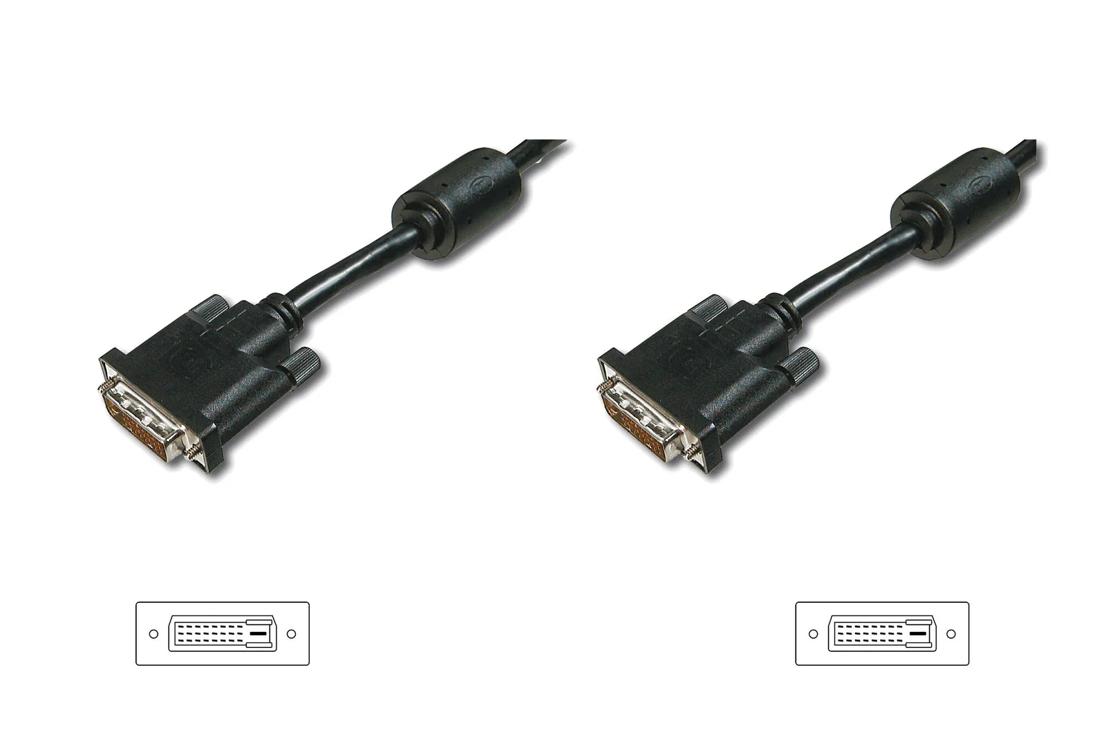 DIGITUS AK-320101-030-S DVI Bağlantı Kablosu, DVI-D (24+1) Erkek DVI-D (24+1) Erkek, 2x ferrit, 3 metre, UL, siyah renk