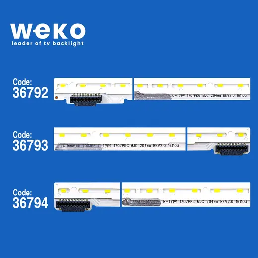 WKSET-5990 36792X1 36793X1 36794X1LG INNOTEK 70UJ65 C/L/R TYPE 1707PKG MJC 204EA REV2.0 161103 3 ADET LED BAR (68LED) alternatif görünüm