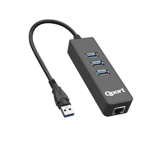 QPORT Q-U3G USB3.0 TO 3 PORT USB + RJ45 ETHERNET HUB alternatif görünüm
