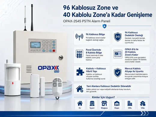 OPAX-2545 PSTN Kablolu ve Kablosuz Alarm Paneli görseli 3