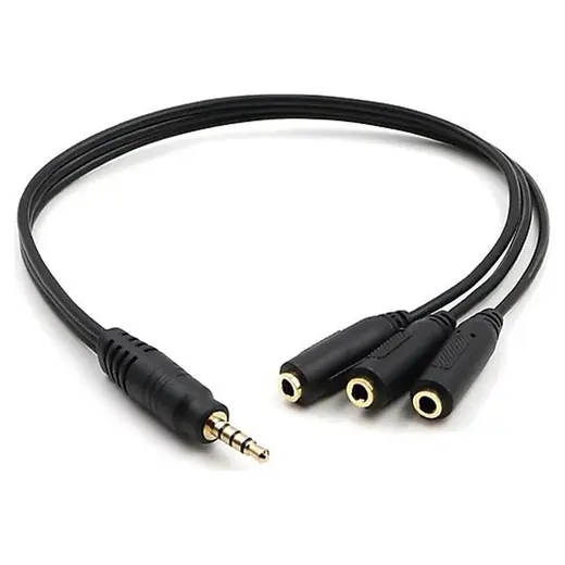 KULAKLIK ÇOKLAYICI 3.5 MM ERKEK X 1 / 3 STEREO DİŞİ X 3 - 30 CM Y KABLO