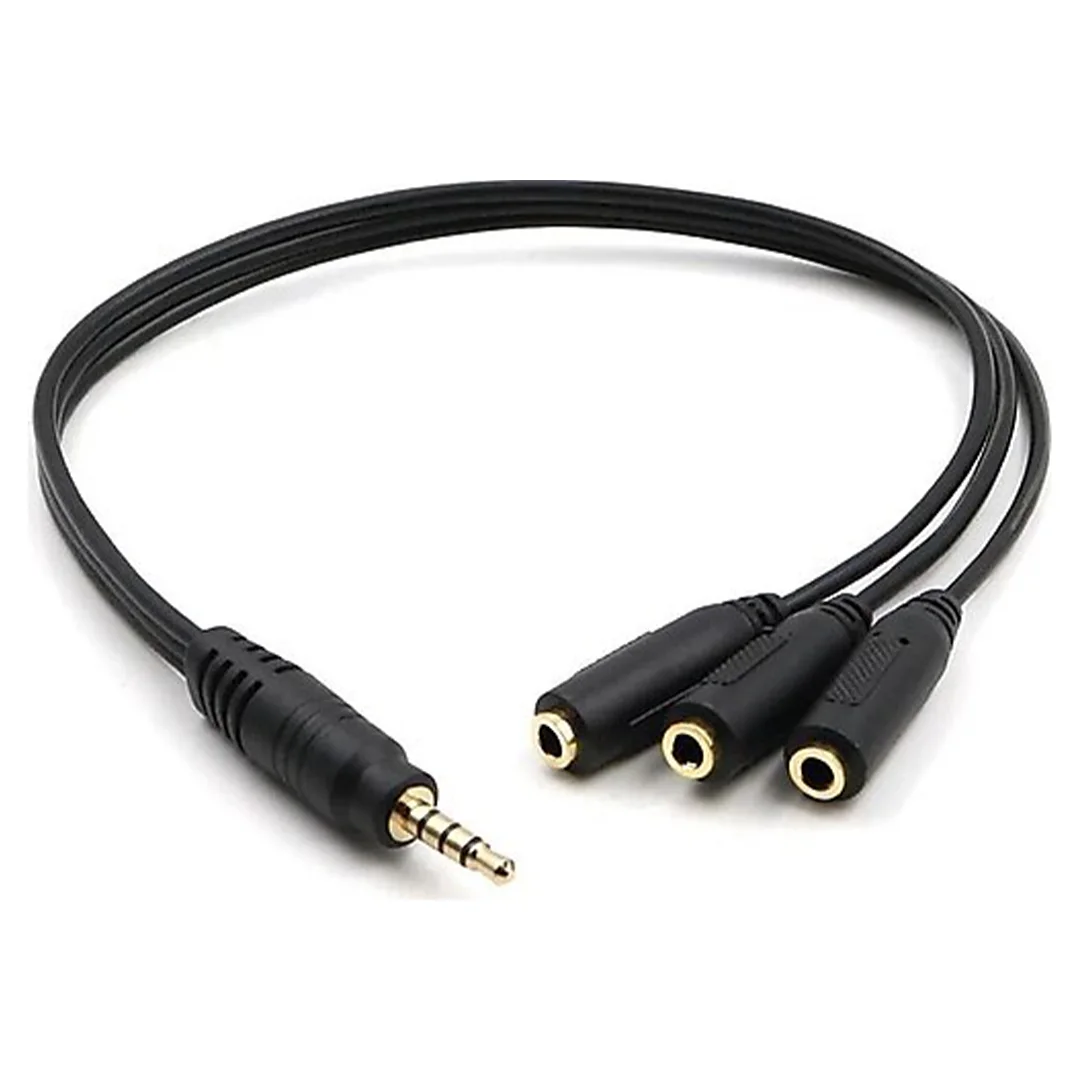 KULAKLIK ÇOKLAYICI 3.5 MM ERKEK X 1 / 3 STEREO DİŞİ X 3 - 30 CM Y KABLO