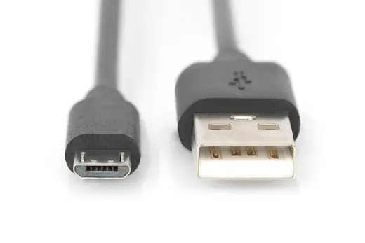 DIGITUS AK-300127-018-S USB 2.0 Bağlantı Kablosu, USB A Erkek - micro USB B Erkek, 1.80 metre, AWG 28, UL, siyah renk alternatif görünüm