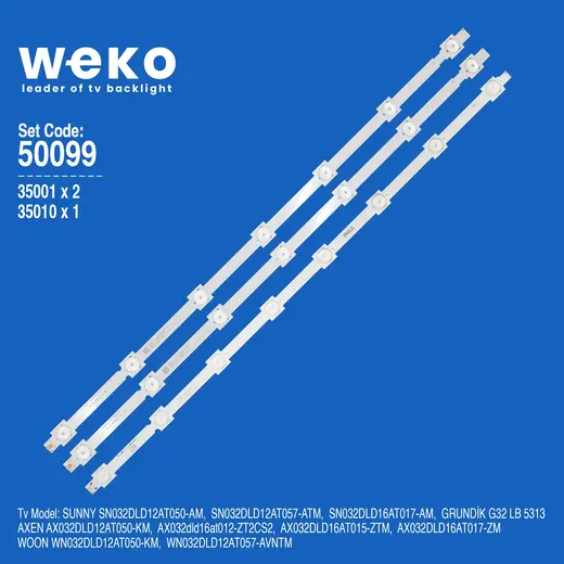 WKSET-5099 35001X2 35010X1 TKD320022000-X2 3 ADET LED BAR