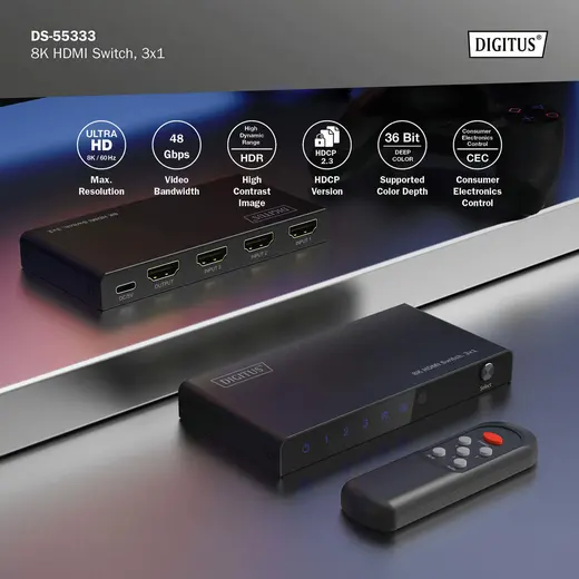 DIGITUS DS-55333 8K HDMI Switch, 3x1