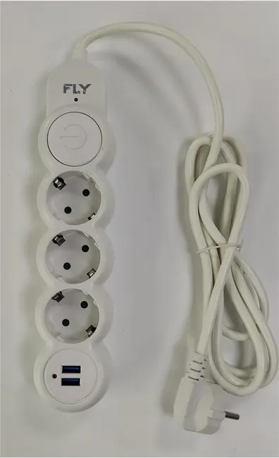 Fly 3393-01 3lü 2mt 2.1A Anahtarlı 2Usb Şarj Çıkışlı Akım Korumalı 2500w alternatif görünüm