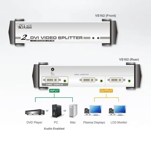 ATEN ATEN-VS162 2 Port DVI Video Çoklayıcı (Splitter), 1920 x 1200 görseli 3