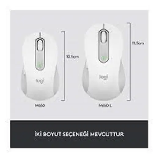 Logitech 910-006238 M650 L Signature Kablosuz Beyaz El Tam Boyutlu Mouse alternatif görünüm