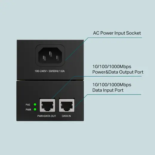 TP-LINK TL-POE170S 2 PORT 10/100/1000 LAN POE++ ENJEKTOR görseli 3