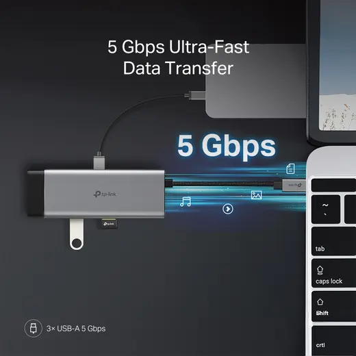 TP-LINK UH7021C USB-C 7port Hub 4K60Hz 100W PD SD görseli 3