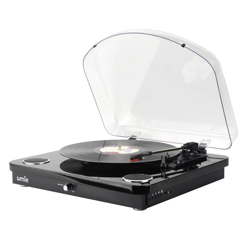 UMİE Bemol Siyah Piano Kaplama 10W BT İN, BT OUT, RCA, USB Özellikli Nostaljik Pikap
