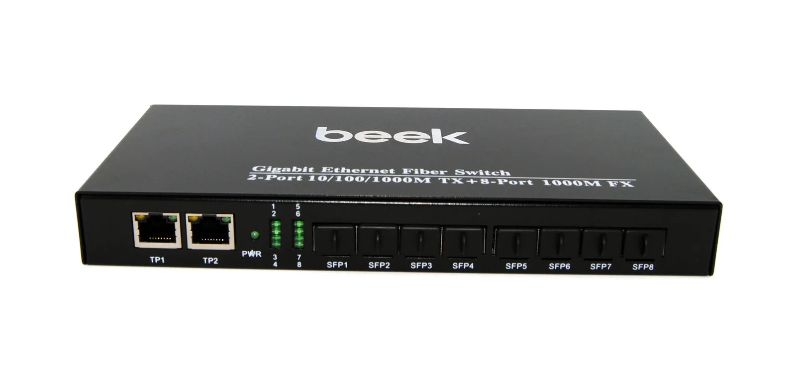 BEEK BN-GS-1082S2G Yönetilemeyen Gigabit Fiber Switch 8 x 1000Base-X SFP yuva 2 x 10/100/1000Mbps port Fansız