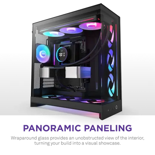 NZXT H9 FLOW RGB 2025 CM-H92FB-R1 Dual Chamber Gaming EATX PC Kasası görseli 3