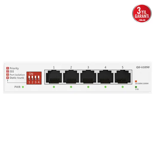 ASUS 5port 2.5GbE Yönetilemez Switch QG-U1050 alternatif görünüm