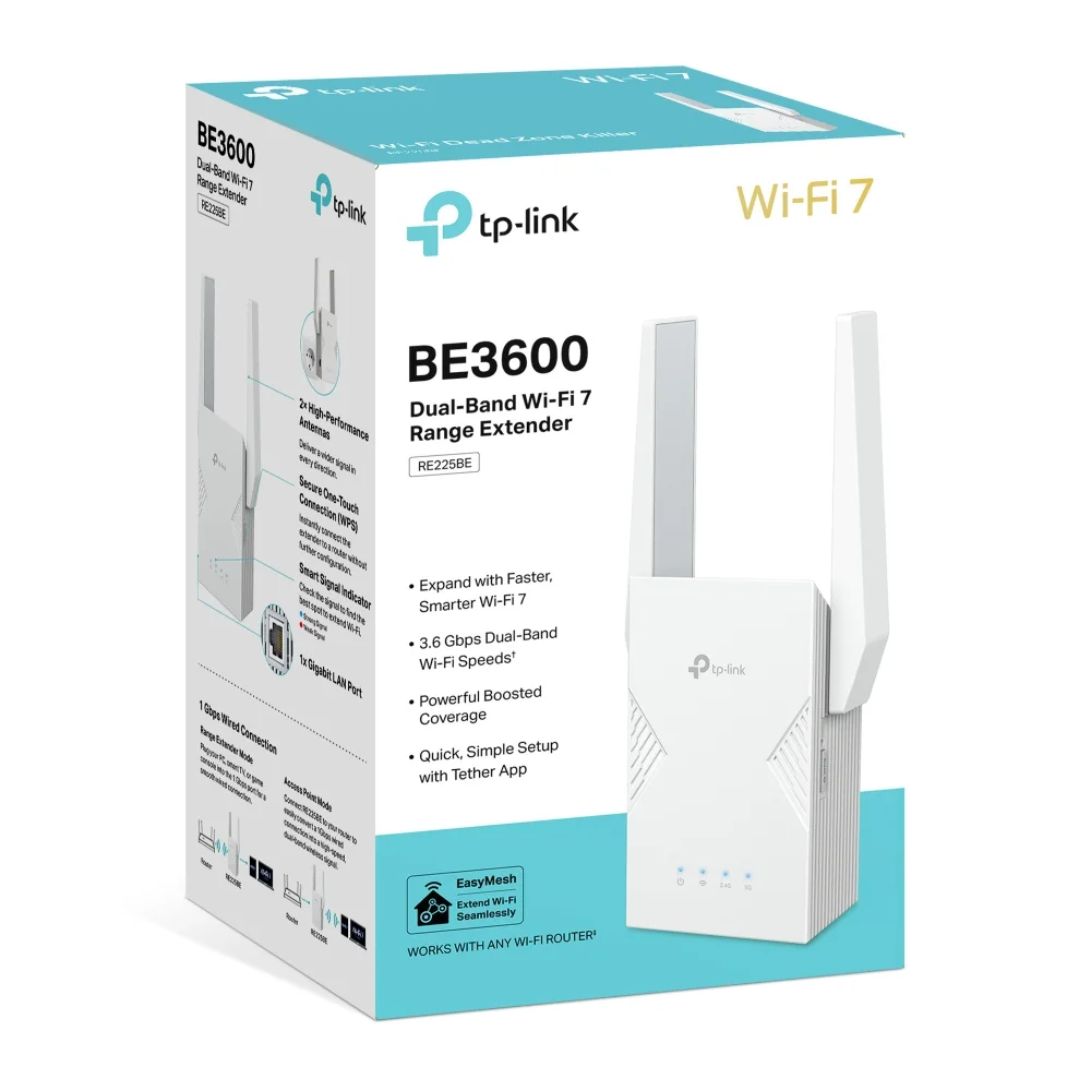 TP-LINK RE225BE WIFI7 BE3600 Menzil Genişletici Priz Tip