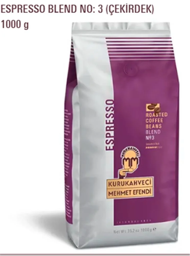 Mehmet Efendi 1000gr ESPRESSO Roasted Coffe Blend Çekirdek Kahve No:3 ( WT 35,2 Oz)