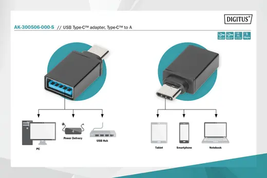DIGITUS AK-300506-000-S USB 3.0 TYPE C ADAPTOR USBCe - USBAd görseli 8