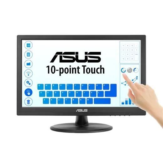 15.6 ASUS VT169HE IPS 5MS 60MHZ 1XVGA 1XHDMI FHD 1920X1080 DOKUNMATİK EKRAN FLICKER FREE ÇERÇEVESİZ VESA SİYAH görseli 1