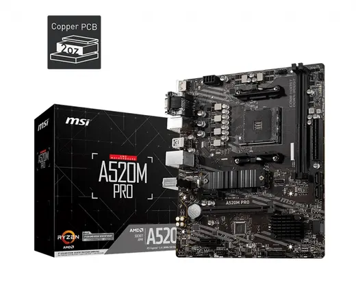 MSI A520M PRO DDR4 HDMI-DP PCIE 4.0 AM4 mATX görseli 3