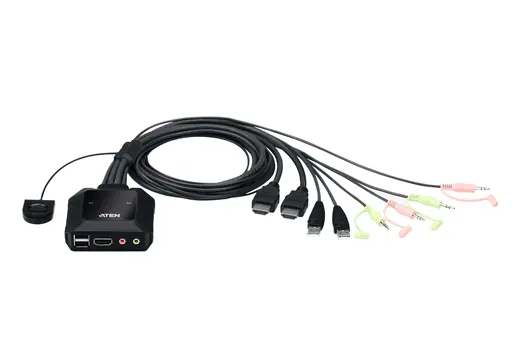 ATEN ATEN-CS22H 2 Port USB 4K KVM (Keyboard/Video Monitor/Mouse) Switch, Masaüstü Tip