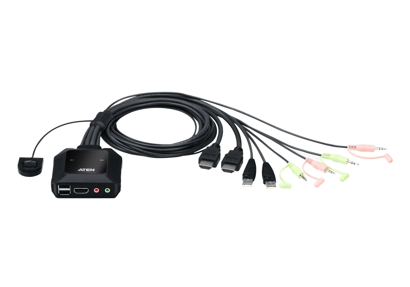 ATEN ATEN-CS22H 2 Port USB 4K KVM (Keyboard/Video Monitor/Mouse) Switch, Masaüstü Tip