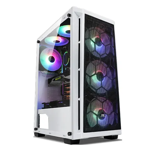 POWERBOOST PB-T001BW 4-RGB Fanlı Gaming Mid-Tower PC Kasası Beyaz