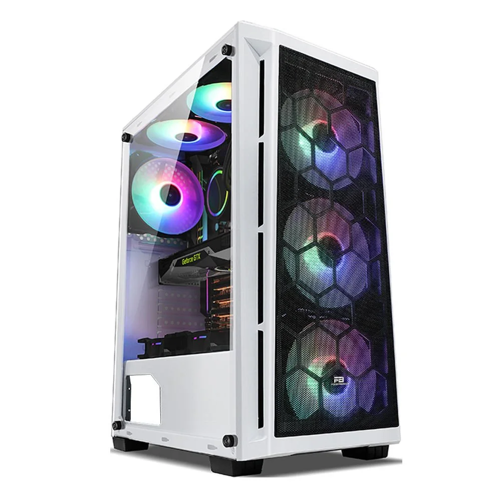POWERBOOST PB-T001BW 4-RGB Fanlı Gaming Mid-Tower PC Kasası Beyaz