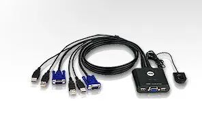 ATEN ATEN-CS22U 2 Port USB VGA KVM (Keyboard/Video Monitor/Mouse) Switch, Masaüstü Tip