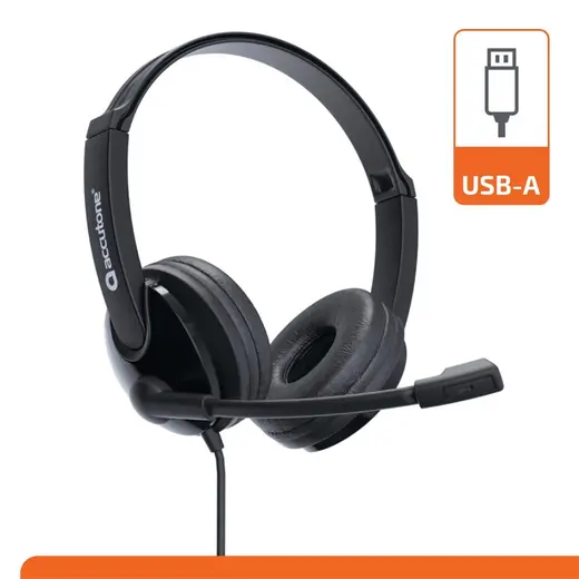 ACCUTONE UB101 DUO USB SİYAH RENK ÇAĞRI MERKEZİ KULAKLIĞI görseli 1