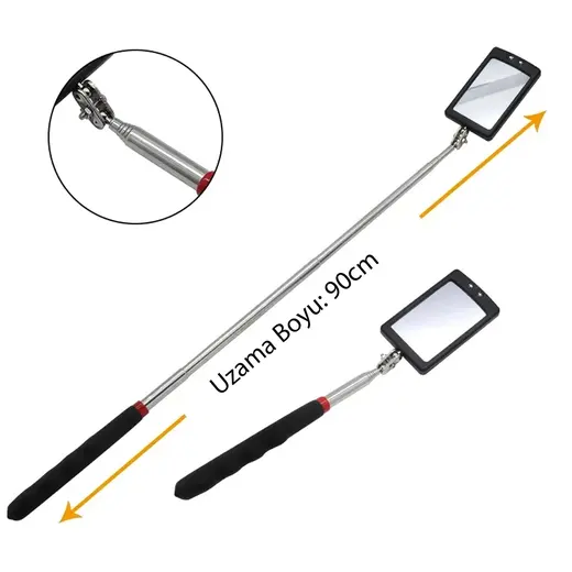 POWERMASTER PM-26176 TELESKOPİK UZAYAN KATLANIR IŞIKLI AYNA (90CM UZAMA BOYU) alternatif görünüm