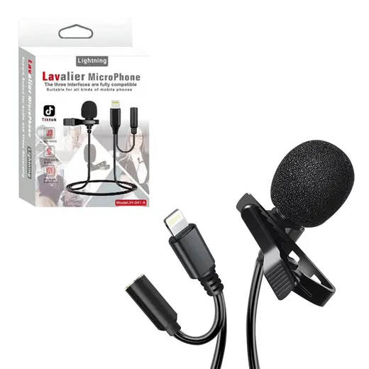 POWERMASTER JH-041-A LIGHTNING GİRİŞLİ VE KULAKLIK GİRİŞLİ YOUTUBER YAKA MİKROFONU görseli 3