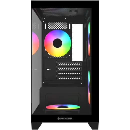GAMEBOOSTER 600W GB-M6001B 4-Rainbow Fanlı Gaming Mid-Tower PC Kasası görseli 3
