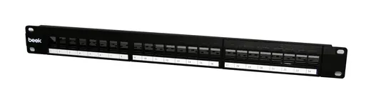 BEEK BN-PP-M24S 24 Port Modüler Boş Patch Panel, Zırhlı/Ekranlı (Shielded), Arkadan Kablo Düzenleyicisi ile birlikte