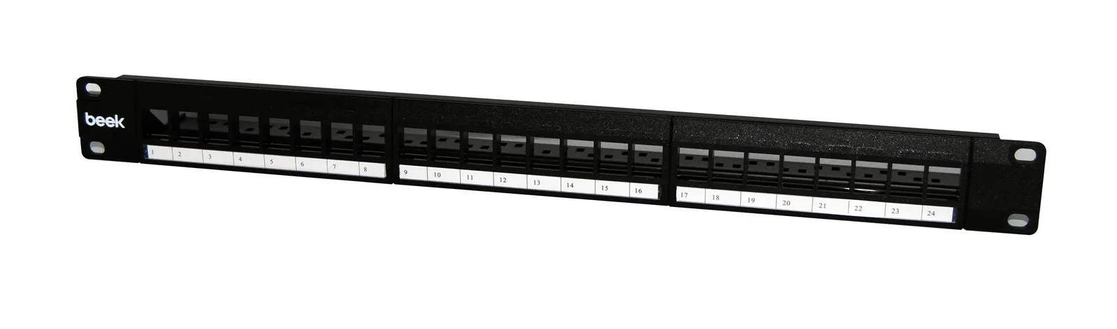 BEEK BN-PP-M24S 24 Port Modüler Boş Patch Panel, Zırhlı/Ekranlı (Shielded), Arkadan Kablo Düzenleyicisi ile birlikte
