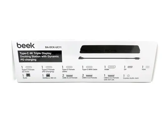 BEEK BA-DCK-UC11 11 in 1 USB Tip C Docking Station, 1 x USB-C PD 100W, 1 x RJ45 Gigabit Ethernet, 3 x USB 3.0 5G veri görseli 8