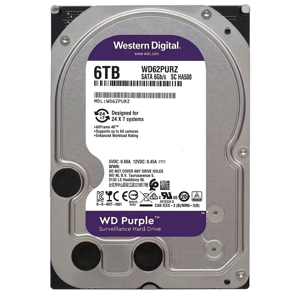 WD 3.5" 6TB PURPLE WD62PURZ 5400 RPM 256MB SATA-3 Güvenlik Diski