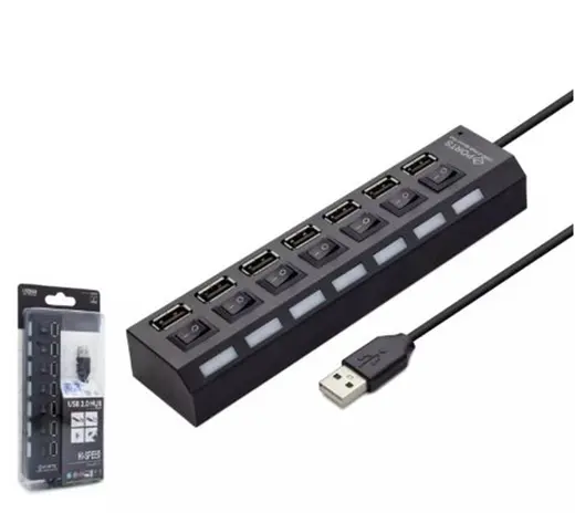 HADRON HDX7001 USB Anahtarlı Hub 7 Port 480 Mbps Siyah