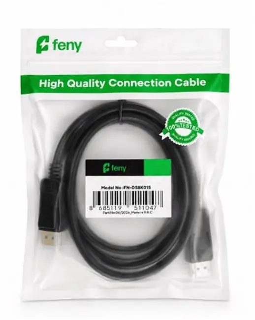 Feny FN-DS4K10 Displayport V1.2 M-M 4K@60Hz 2K@165Hz Altın Kaplama 5m Kablo alternatif görünüm