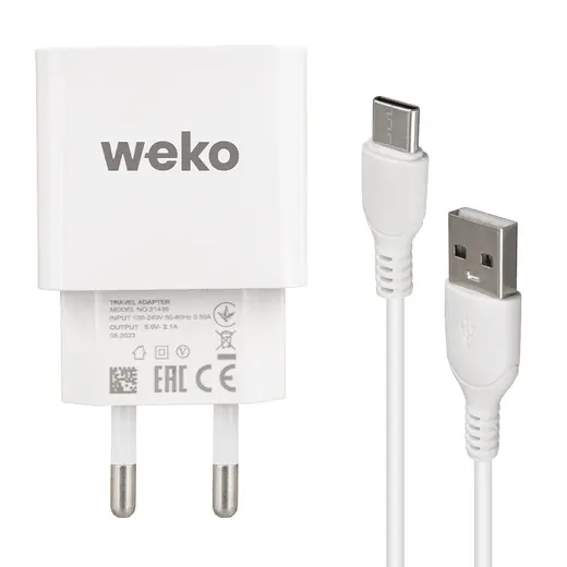 WEKO WK-21435 M7 2.1 AMPER ŞARJ BAŞLIK ADAPTÖRÜ + TYPE-C KABLO (NO:3) alternatif görünüm